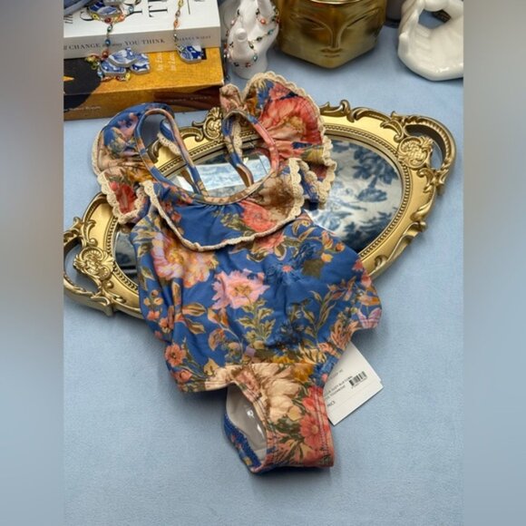 🆕 ZIMMERMANN KIDS 🧿 NWT August Trim Scoop 1PC, Dusty Blue Floral - Sz 1Y - Picture 5 of 12